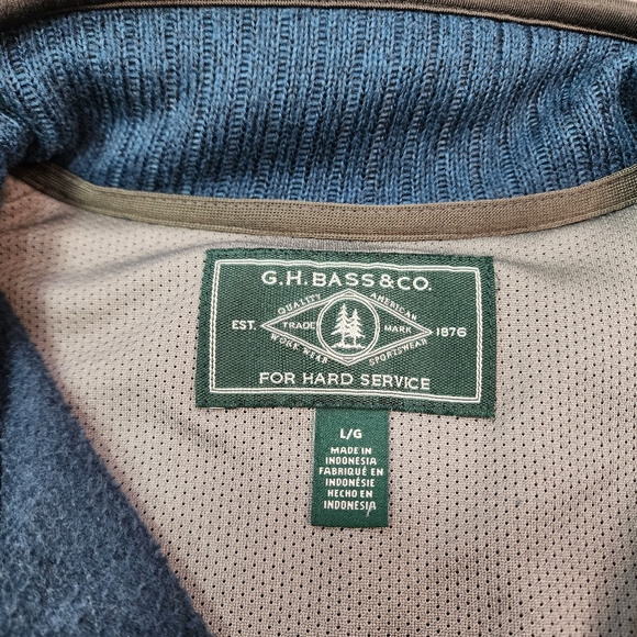 GH BASS & Co. Men's Blue and Green 3/4 Snap Front Pullover Sweatshirt Size Large - Picture 5 of 14